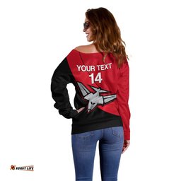 Personalised Essendon Football Off Shoulder Sweater Go Bombers Simple Style
