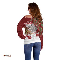 Personalised Aussie Christmas Off Shoulder Sweater Mom & Baby Koala