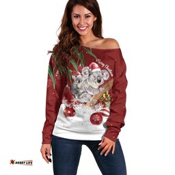 Personalised Aussie Christmas Off Shoulder Sweater Mom & Baby Koala