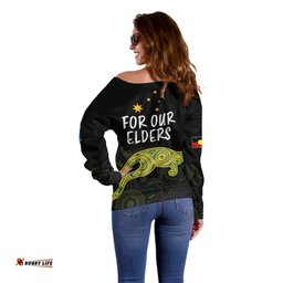 NAIDOC Week Off Shoulder Sweater Australia Soccer Matildas For Our Elders
