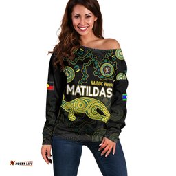 NAIDOC Week Off Shoulder Sweater Australia Soccer Matildas For Our Elders
