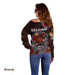 NRL Wests Tigers Combine Dolphins Rugby Off Shoulder Sweater Aboriginal Vibe