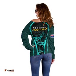 Matildas Australia Soccer Off Shoulder Sweater Liquid Marble Texture Vibe