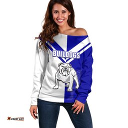 Custom Text And Number NRL Bulldogs Off Shoulder Sweater Mix Jersey