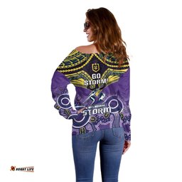 Storm Rugby Off Shoulder Sweater Go Melbourne Aboriginal Mix Polynesian Pattern