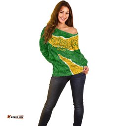 Personalised Matildas Off Shoulder Sweater Australia Soccer Fingerprint