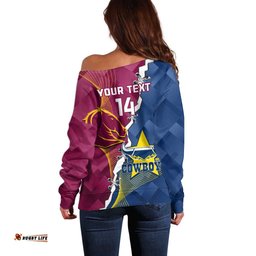 Custom Cowboys And Broncos Rugby Off Shoulder Sweater Dynamic Style