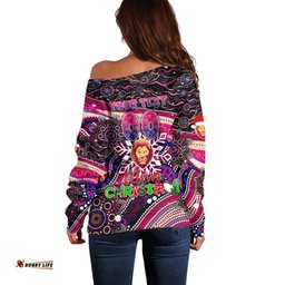 Merry Christmas AFL Brisbane Lions Off Shoulder Sweater Aboriginal Santa Football Mascot