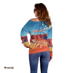 Personalised Australia Thorny Devil Off Shoulder Sweater Nature's Armored Knights Aussie Uluru