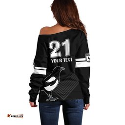 Custom Text And Number Western Suburbs Magpies Rugby Off Shoulder Sweater Simple Style