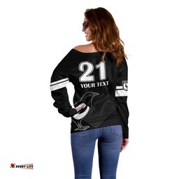 Custom Text And Number Western Suburbs Magpies Rugby Off Shoulder Sweater Simple Style