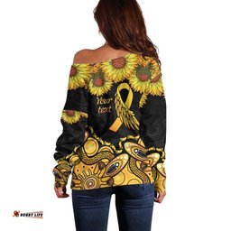 Be Bold Go Gold Aboriginal Ribbon Childhood Personalised Off Shoulder Sweater