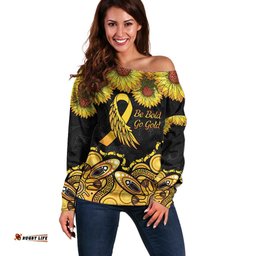 Be Bold Go Gold Aboriginal Ribbon Childhood Personalised Off Shoulder Sweater