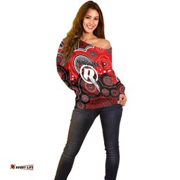 Custom Text And Number Renegades BBL Off Shoulder Sweater Aboriginal Patterns