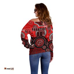 Custom Text And Number Renegades BBL Off Shoulder Sweater Aboriginal Patterns