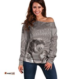 New Zealand Mother's Day Off Shoulder Sweater Maori Mo Toku Mama Silver Fern