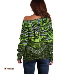 Raiders Rugby Off Shoulder Sweater Polynesian and Aboriginal Special Version