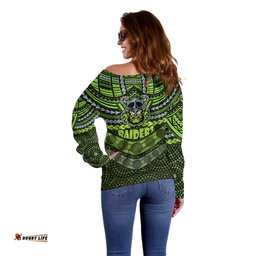 Raiders Rugby Off Shoulder Sweater Polynesian and Aboriginal Special Version