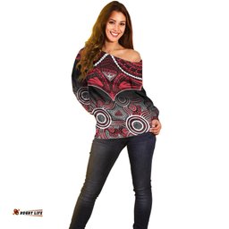 Essendon Football Off Shoulder Sweater Bombers Aboriginal Mix Polynesian Pattern