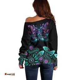 Personalised Hope Fight Suicide Prevention Awareness Off Shoulder Sweater Aboriginal Motif