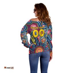 Personalised Lions NAIDOC Week 2024 Off Shoulder Sweater Aussie Aboriginal Art
