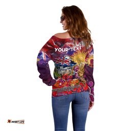 Personalised Australia Rugby Broncos ANZAC Off Shoulder Sweater Brisbane Scratch Style