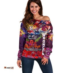 Personalised Australia Rugby Broncos ANZAC Off Shoulder Sweater Brisbane Scratch Style