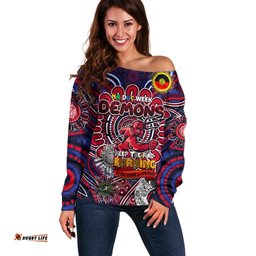Custom Melbourne Demons NAIDOC Week 2024 Off Shoulder Sweater Mascot Football