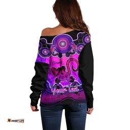 Personalised Australia Leo Lizard Zodiac Off Shoulder Sweater Auz Astrology Aboriginal Magenta
