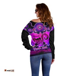 Personalised Australia Leo Lizard Zodiac Off Shoulder Sweater Auz Astrology Aboriginal Magenta