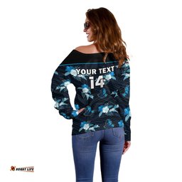 Custom Text And Number Titans Rugby Off Shoulder Sweater Polynesian Tribal Mix Tropical Hawaiian Style