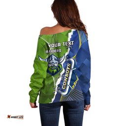 Personalised Cowboys And Raiders Rugby Off Shoulder Sweater Sporty Version
