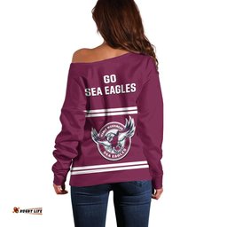 Sea Eagles Rugby Off Shoulder Sweater Manly Warringah Maroon Sporty Style