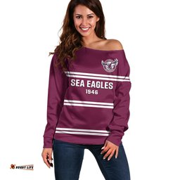 Sea Eagles Rugby Off Shoulder Sweater Manly Warringah Maroon Sporty Style