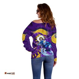 Storm Mascot NRL Off Shoulder Sweater NAIDOC