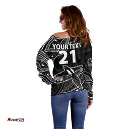 Custom Text And Number Collingwood Magpies Football Off Shoulder Sweater Pies Founded 1892