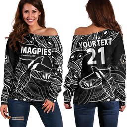 Custom Text And Number Collingwood Magpies Football Off Shoulder Sweater Pies Founded 1892