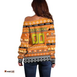 Personalized Tigers Rugby Xmas Off Shoulder Sweater Australia NRL Mascot