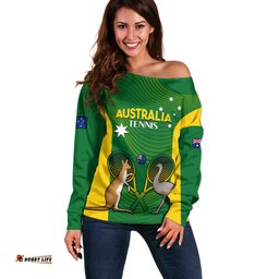 Personalised Australia Tennis Off Shoulder Sweater Aussie Pride National Color