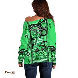 Melbourne Stars Cricket Off Shoulder Sweater Happy Australia Day Aboriginal Art