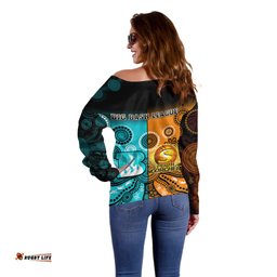 Perth Scorchers and Brisbane Heat Cricket Off Shoulder Sweater Aboriginal Art 09