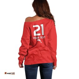 Custom Text And Number NRL Dolphins Rugby Off Shoulder Sweater Simple Red Style 2023