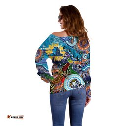 Personalised Titans NAIDOC Week 2024 Off Shoulder Sweater Australia Aboriginal Dot Painting