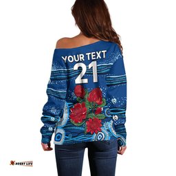 Custom Text And Number NSW Waratahs Rugby Off Shoulder Sweater Aboriginal Indigenous