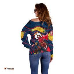 Roosters Mascot NRL Off Shoulder Sweater NAIDOC