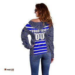 NRL Bulldogs Off Shoulder Sweater Mix Dot Aboriginal