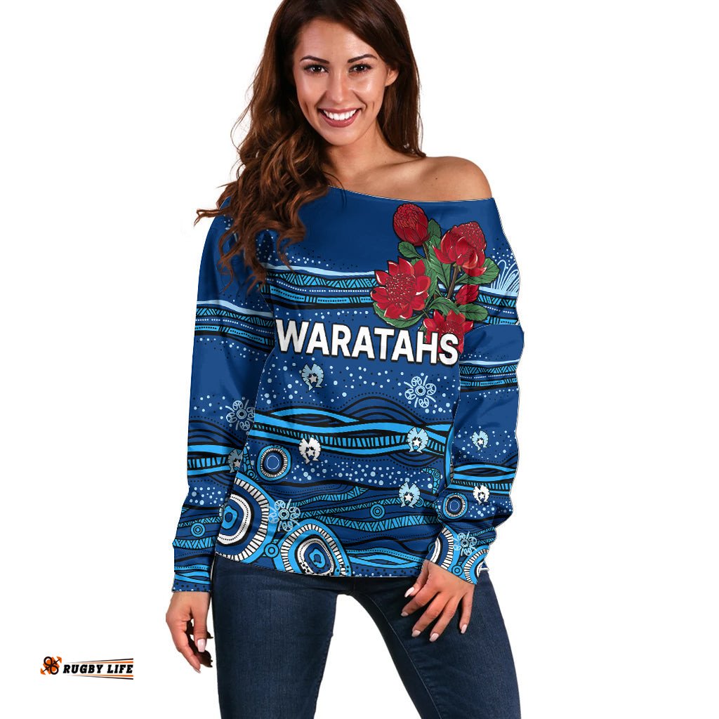 NSW Waratahs Rugby Off Shoulder Sweater Aboriginal Indigenous