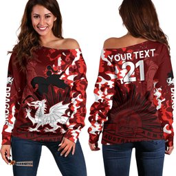 Custom Text And Number NRL ANZAC St Dragons Off Shoulder Sweater Camouflage