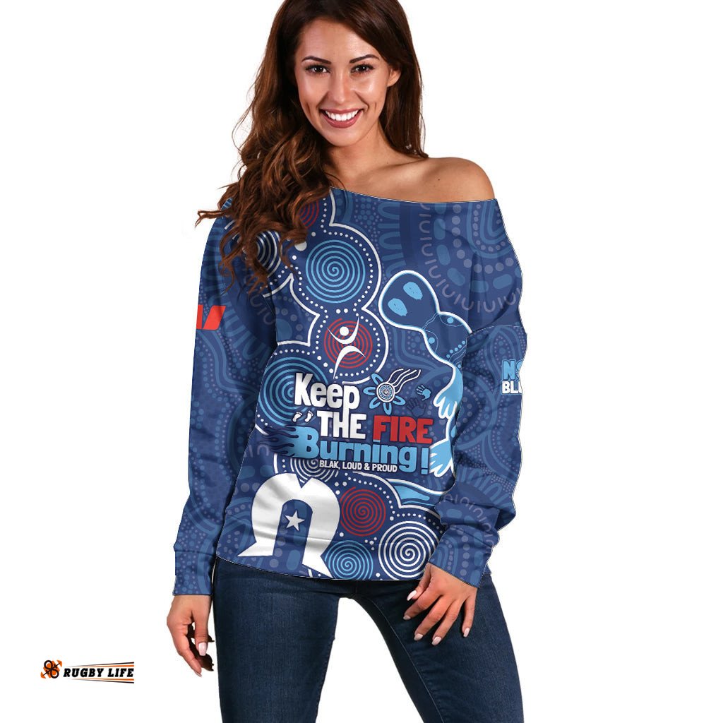 NAIDOC Week Off Shoulder Sweater NSW Blues Platypus
