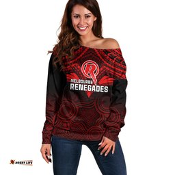 Melbourne Renegades Cricket Off Shoulder Sweater Unique Indigenous Art Mix Polynesian Pattern